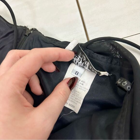 Vintage 90s Betsy & Adam Black Draped Spaghetti Strap Formal Prom Maxi Dress - Picture 6 of 12